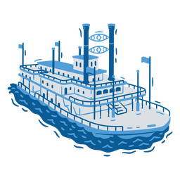 Blue-toned boat design with a vibrant look PNG Design