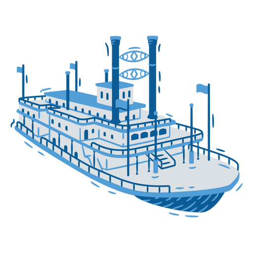 Gráfico de barco azul atraente Desenho PNG
