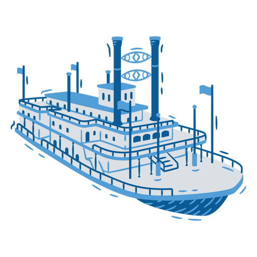 Llamativo gráfico de barco azul. Diseño PNG