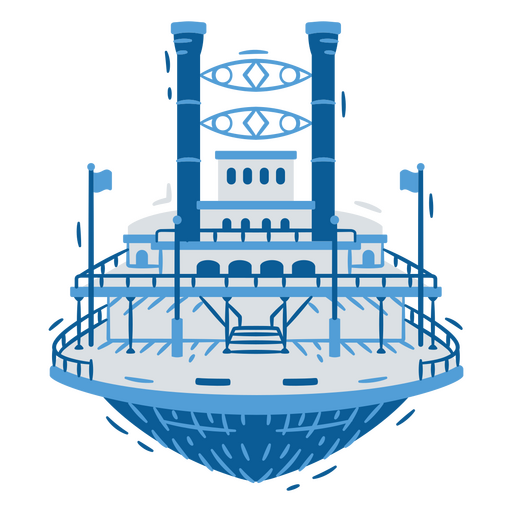 Ilustração de barco azul lindamente projetada Desenho PNG