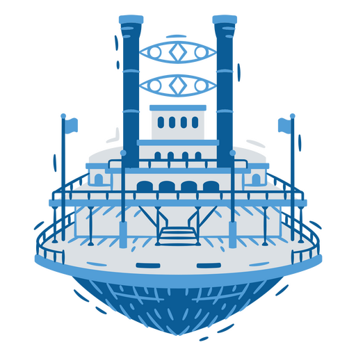 Ilustración de barco azul bellamente diseñada Diseño PNG