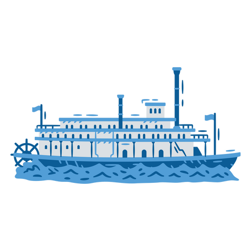 Illustration of a boat in shades of blue PNG Design