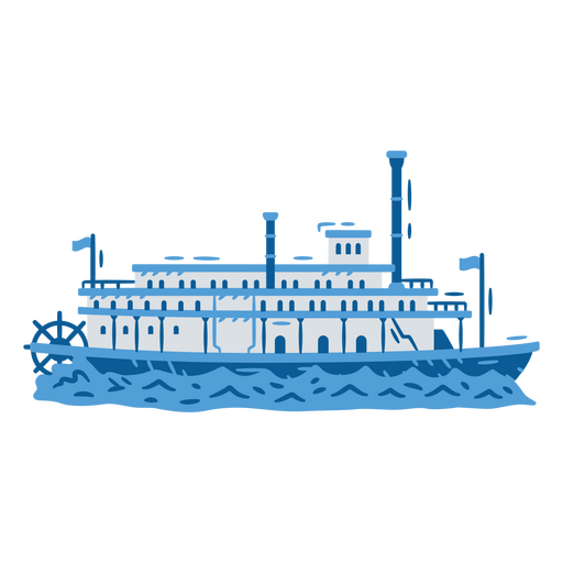 Ilustração de um barco em tons de azul Desenho PNG