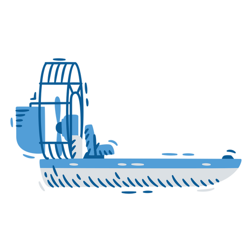 Illustration of a boat in stunning shades of blue PNG Design