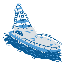 Vibrant blue boat graphic with a unique look PNG Design