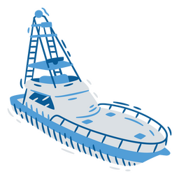 Obra de arte de barco en tonos azules con un diseño llamativo. Diseño PNG