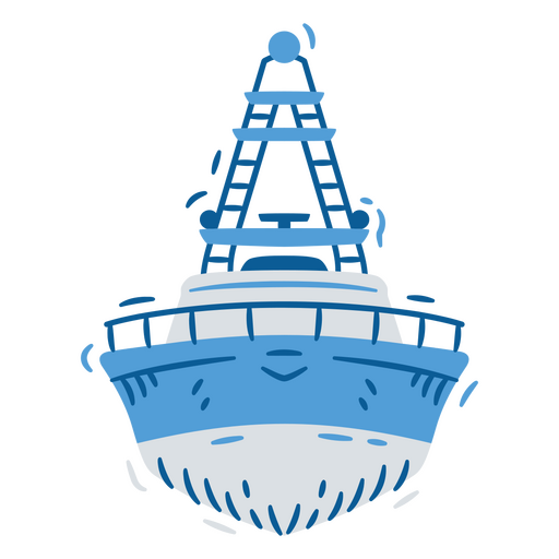 Ilustração de barco com uma linda paleta de cores azul Desenho PNG