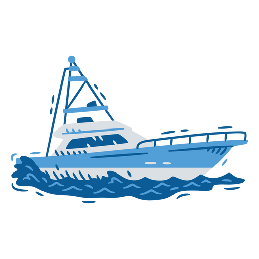 Design artístico de barco azul com um visual marcante Desenho PNG