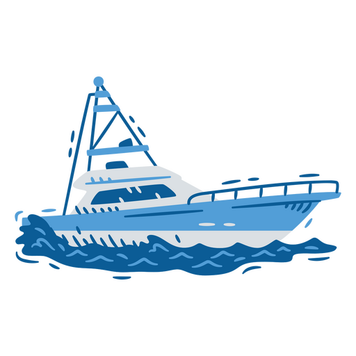Kunstvolles blaues Bootsdesign mit auffälliger Optik PNG-Design