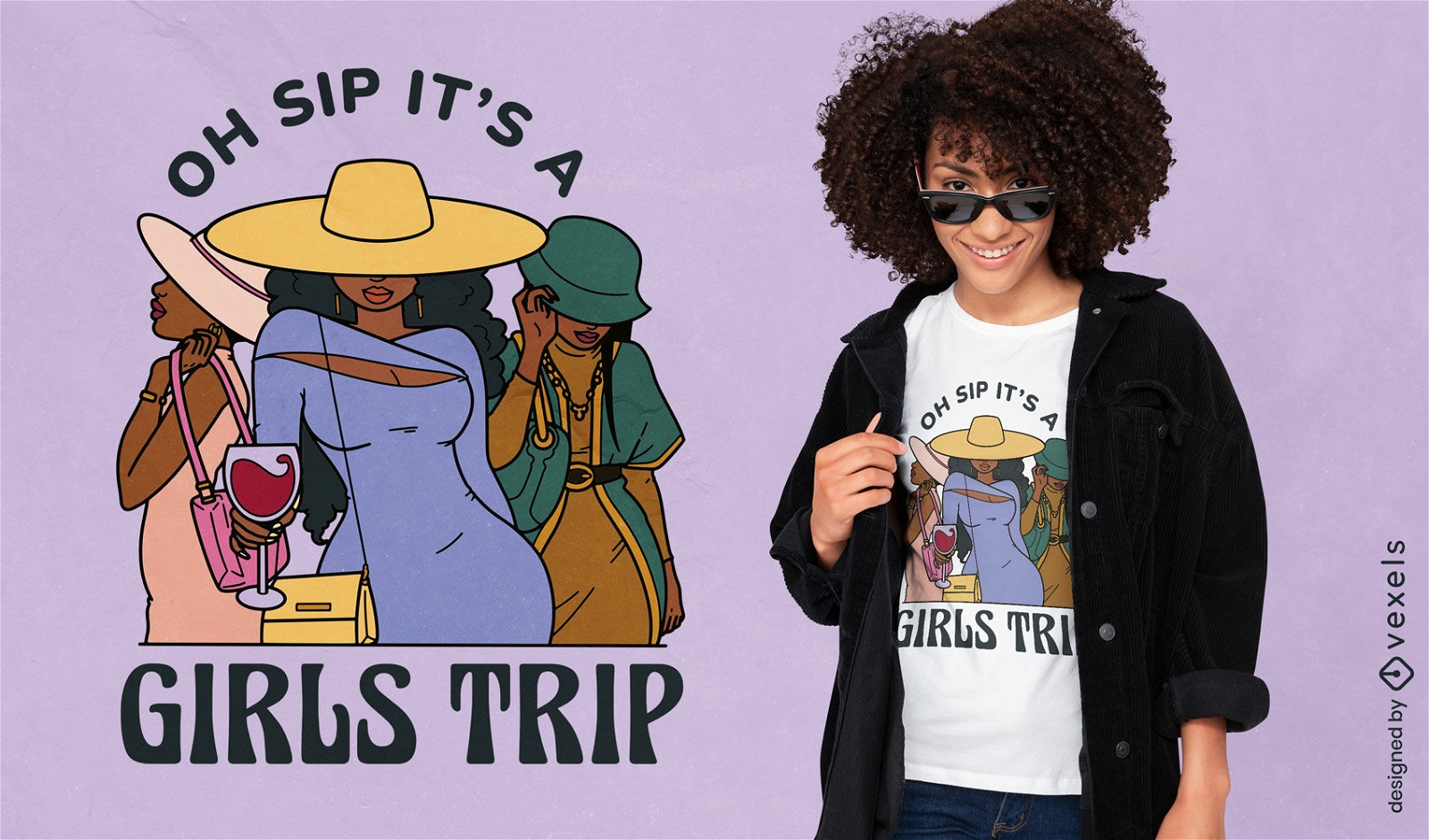Diseño de camiseta de amigas de viaje de chicas.