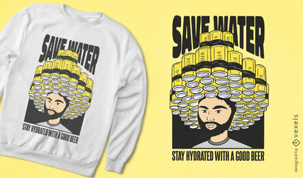 Mann mit Dosen Bierhut-T-Shirt-Design