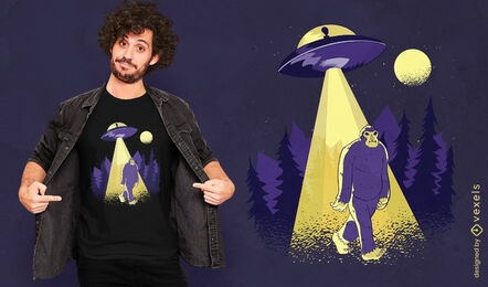 Alien kidnapping bigfoot t-shirt design