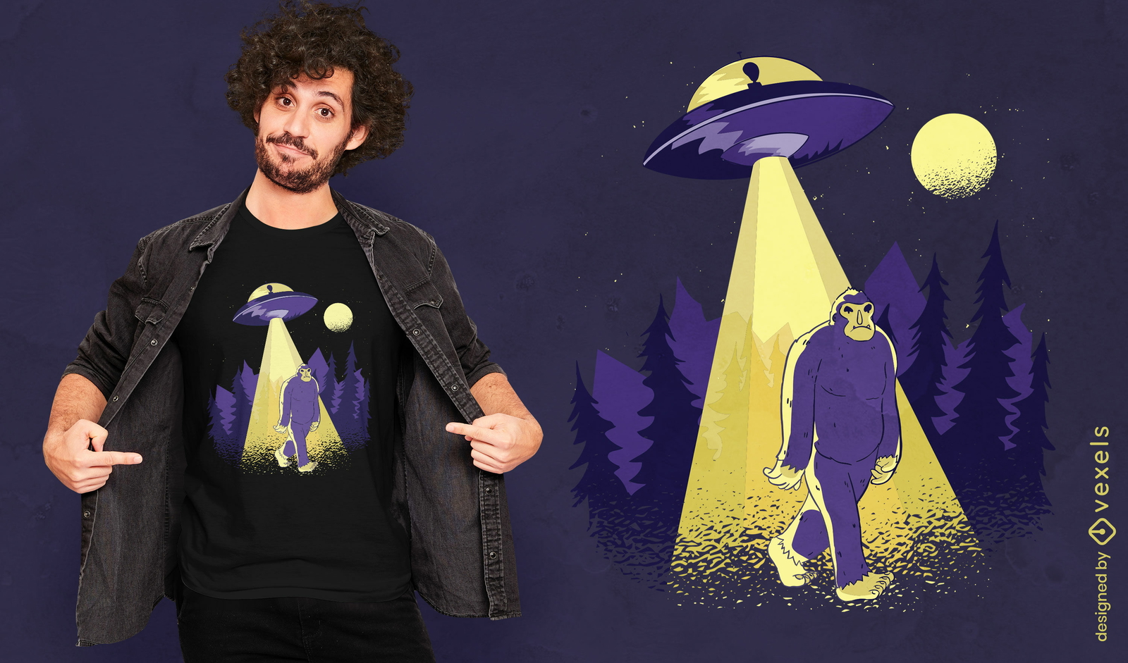 Diseño de camiseta de pie grande de secuestro alienígena