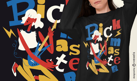 Design de camiseta do guitarrista rockstar