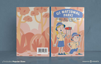 Diseño de portada de libro de exploradores de parques nacionales de EE. UU.