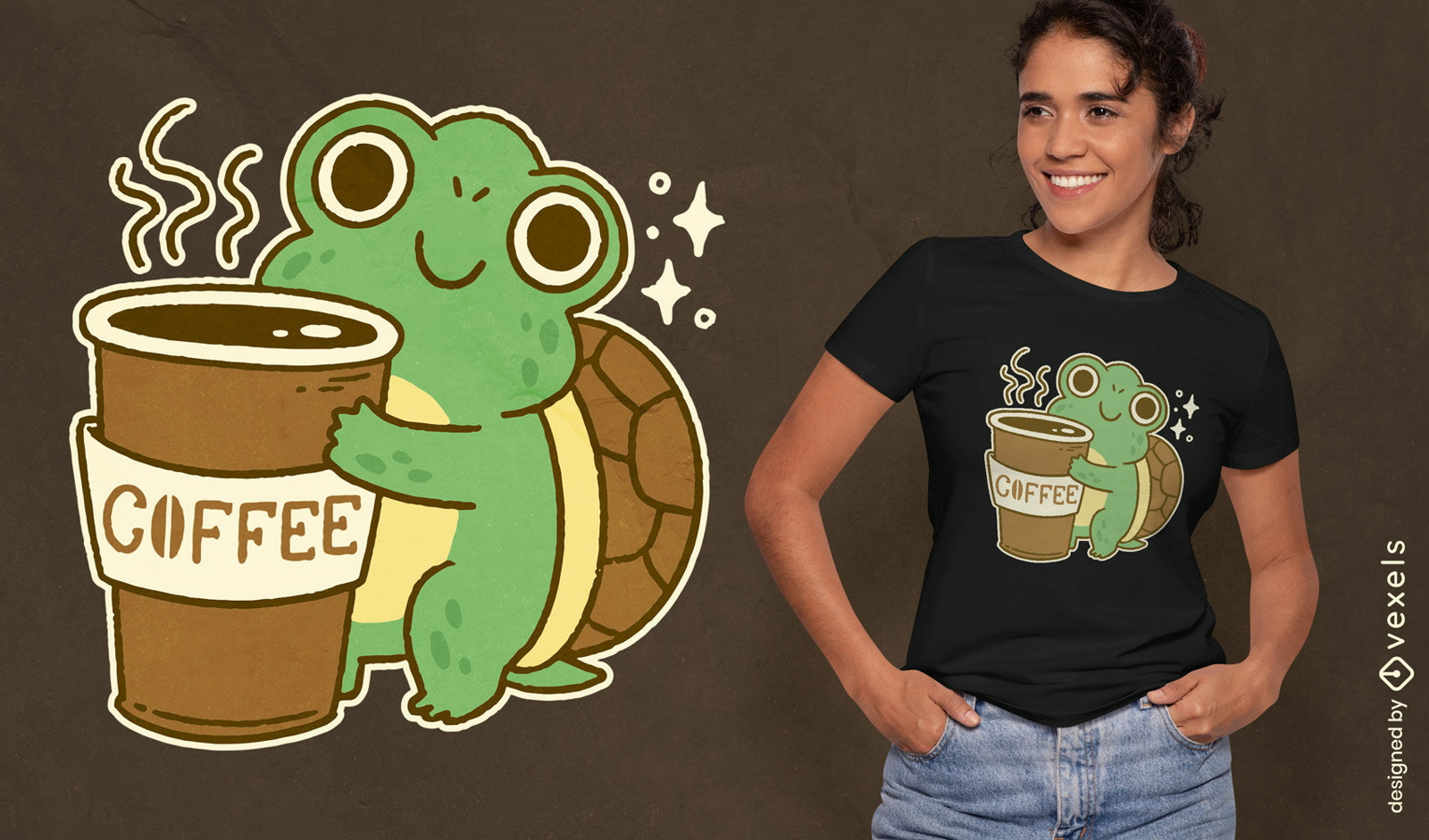 Schildkr?te trinkt Kaffee T-Shirt Design