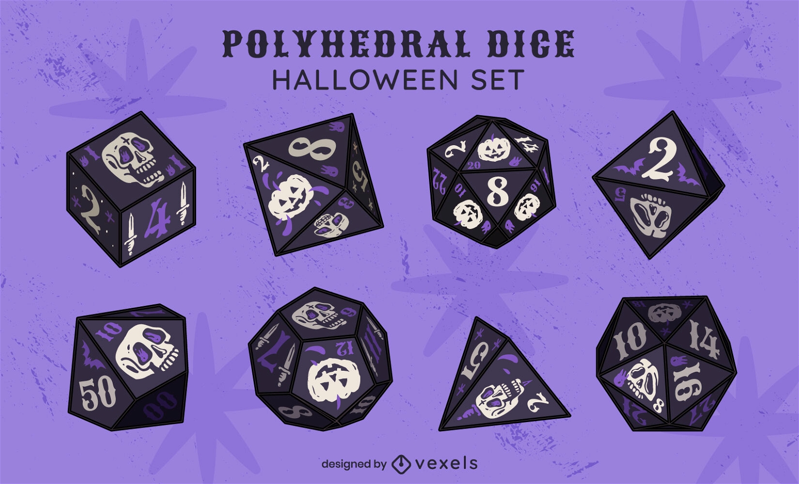 Halloween themed D20 polyhedral dice set