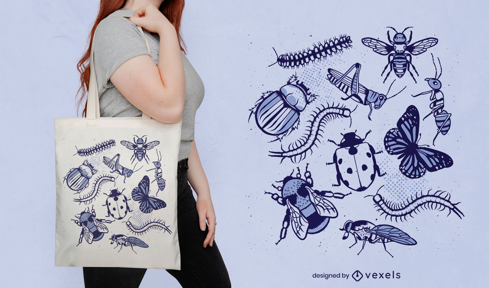 Insects And Animals Tote Bag Design Vector Download