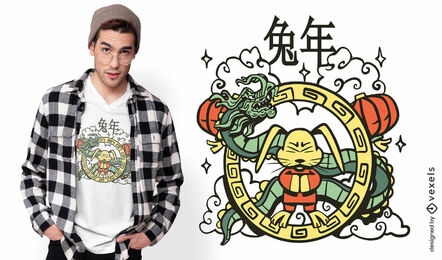 Design de camiseta de ano novo chinês de coelho