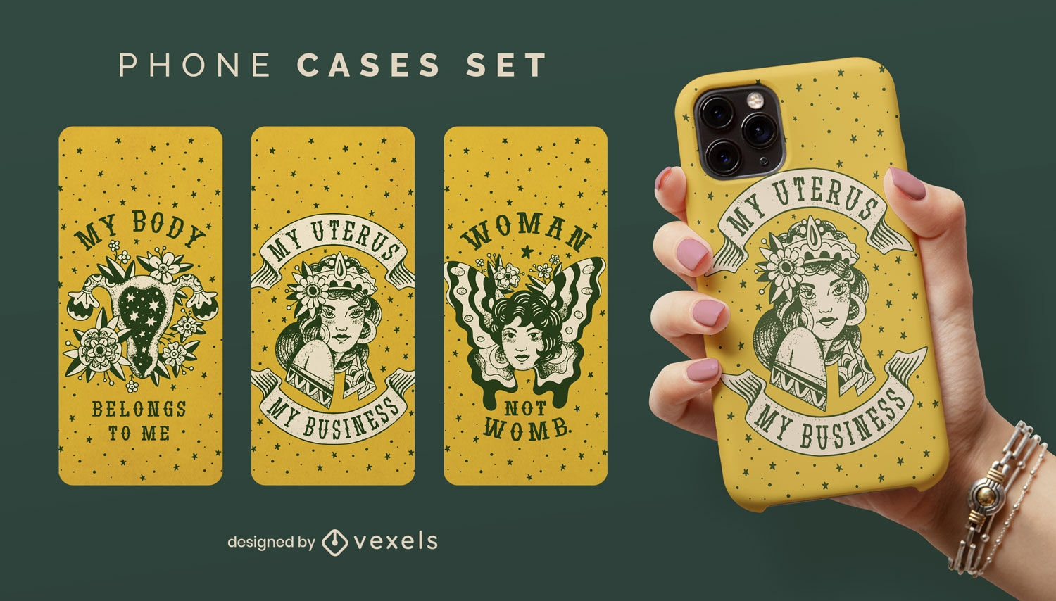 Reproductive rights vintage phone case set