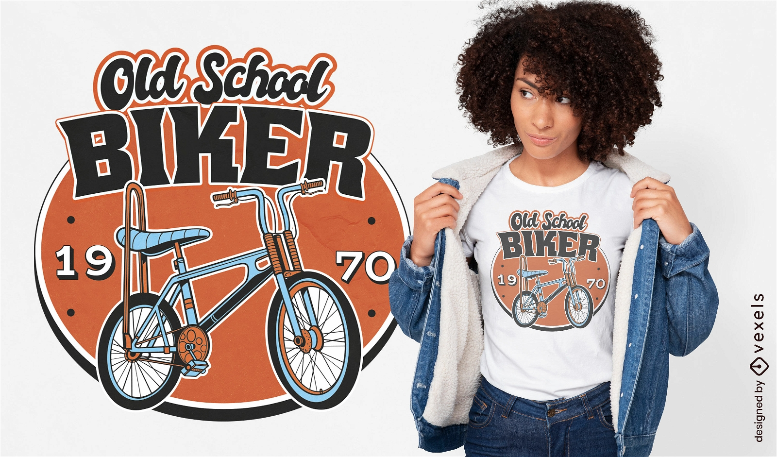 Diseño de camiseta de bicicleta de la vieja escuela de los años 70.