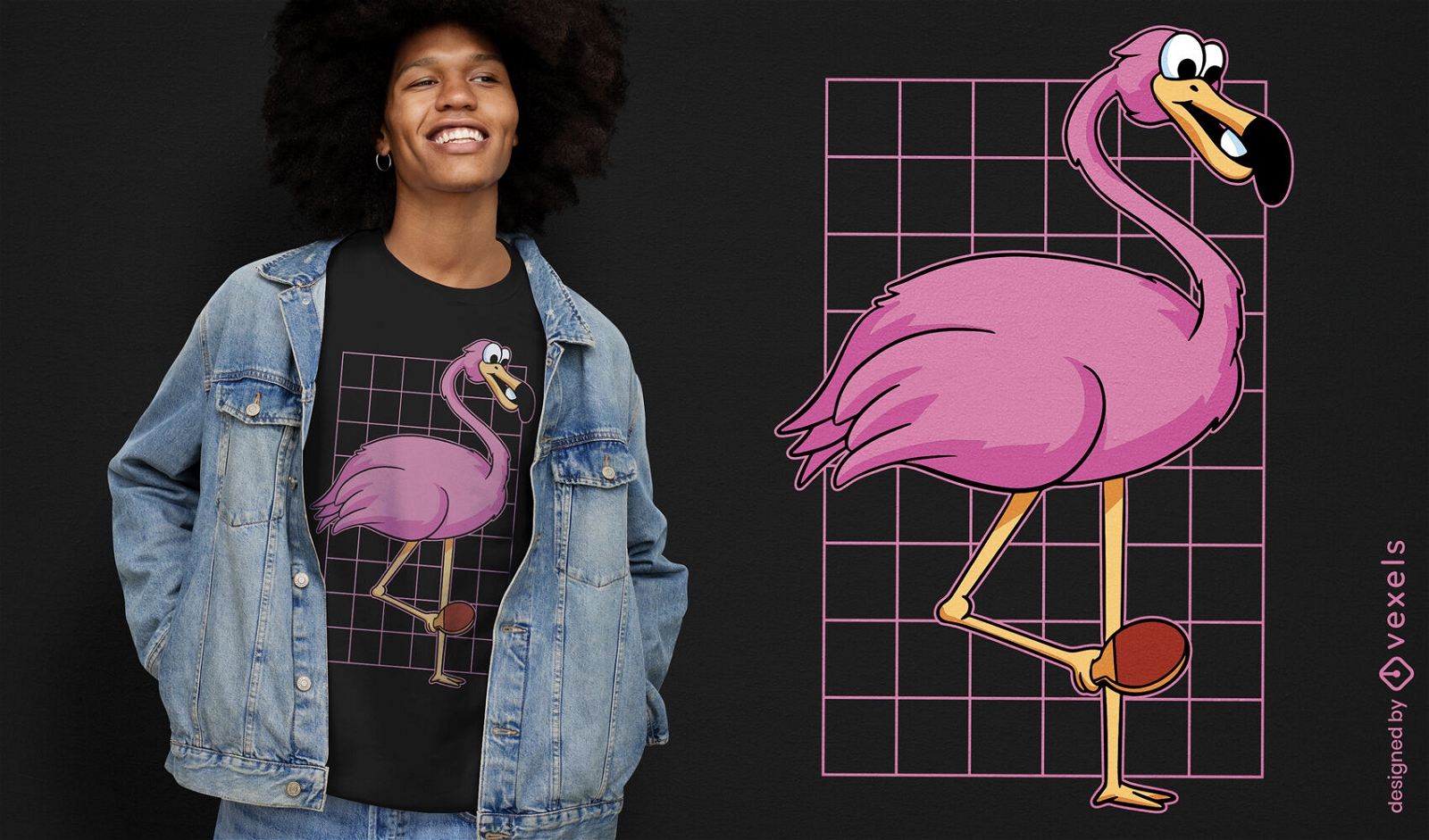 Design de camiseta de raquete de pingue-pongue de flamingo
