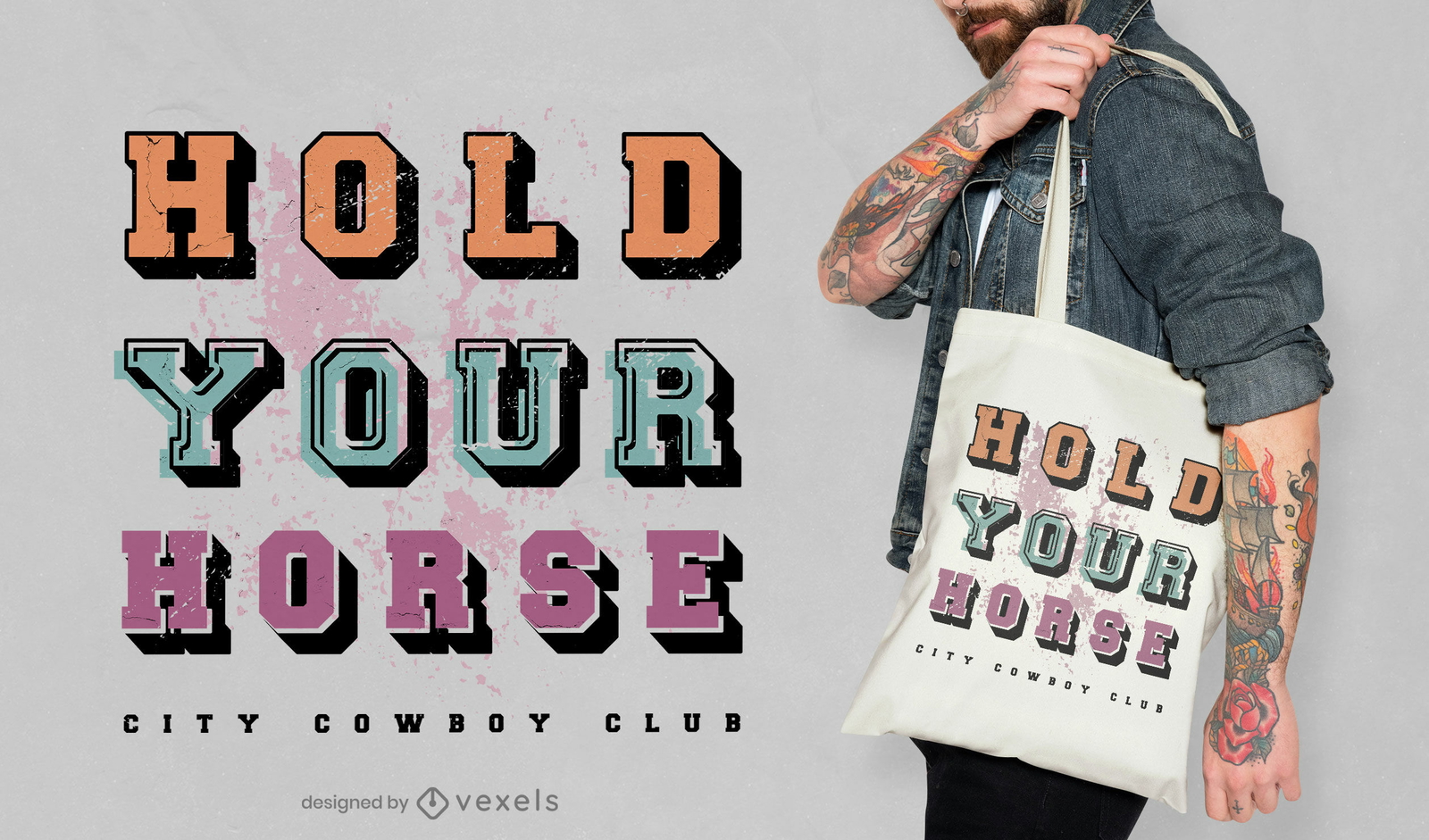 Diseño de bolso tote club de vaquero de caballo