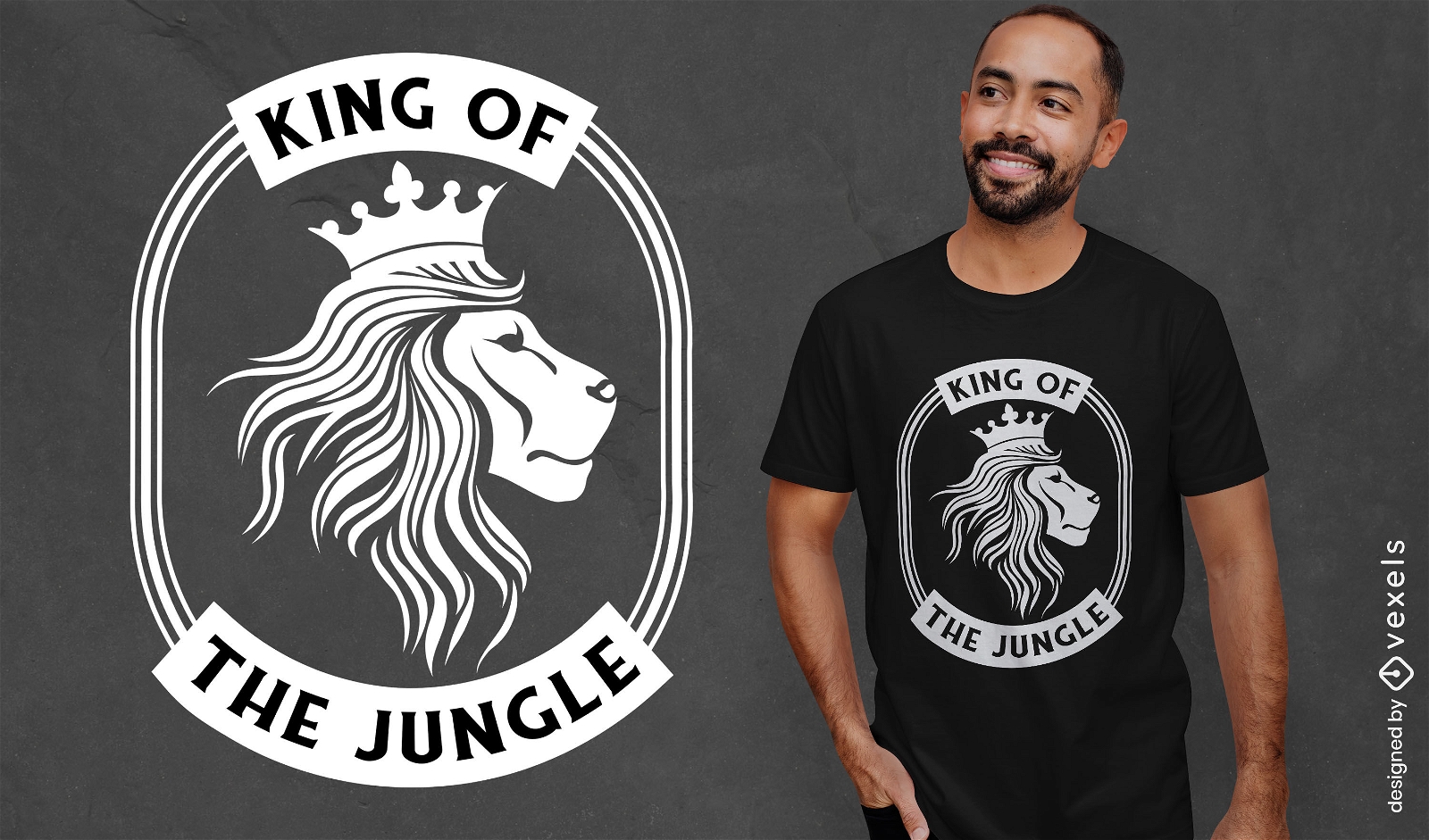 Löwentier mit Kronen-T-Shirt-Design