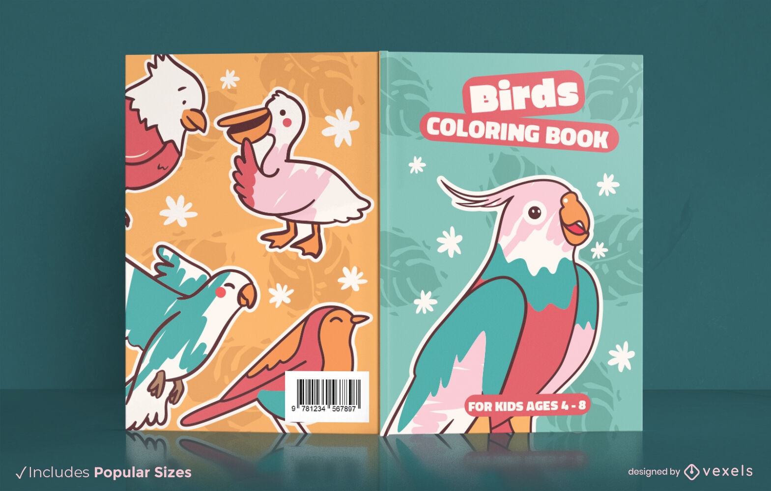 Design de capa de livro para colorir de pássaros