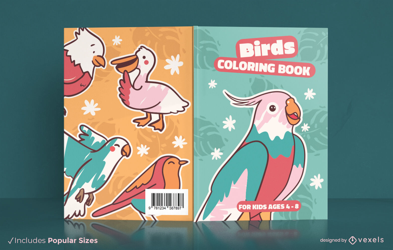 Diseño de portada de libro para colorear de pájaros