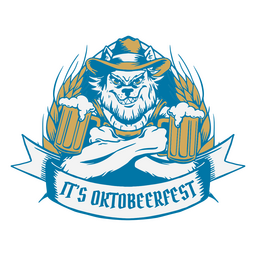 Oktoberfest wolf character badge PNG Design