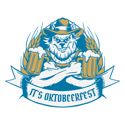 Oktoberfest wolf character badge PNG Design