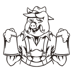 Trazo de personaje de cerdo oktoberfest Diseño PNG