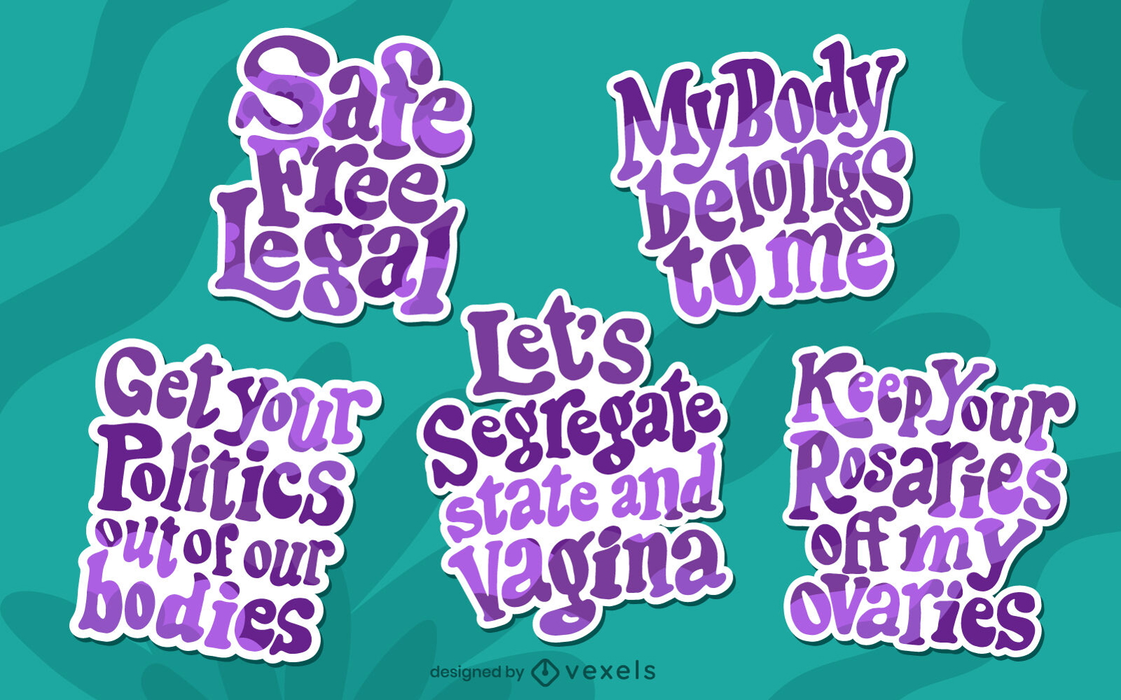 Conjunto de adesivos de letras de útero feminista