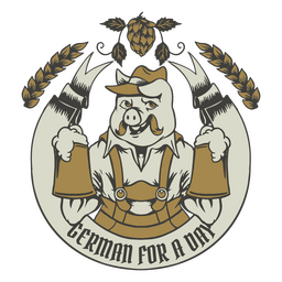 Oktoberfest pig character badge PNG Design