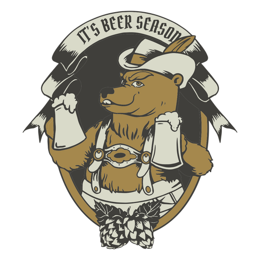 Insignia de personaje de oso de Oktoberfest Diseño PNG