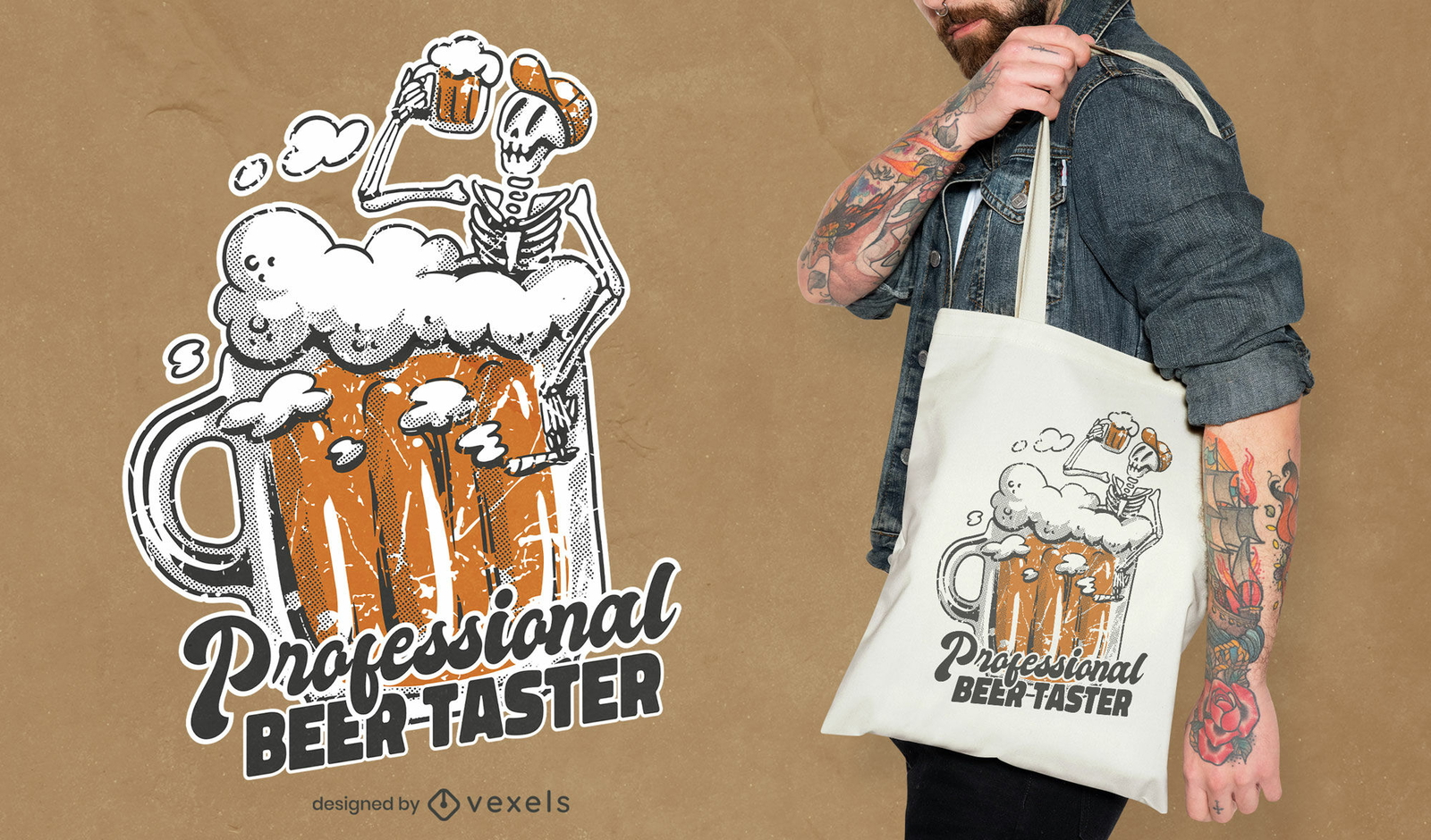 Diseño de bolsa de asas de probador de cerveza