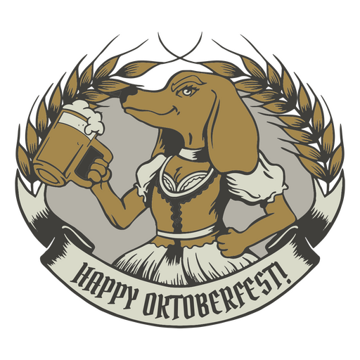 Oktoberfest dog character badge PNG Design
