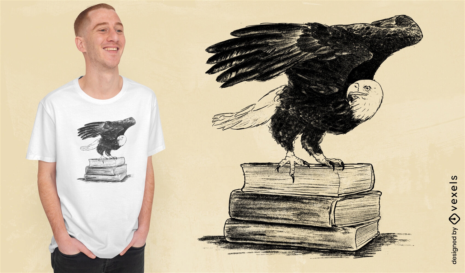 Design de camiseta de livros de falcão