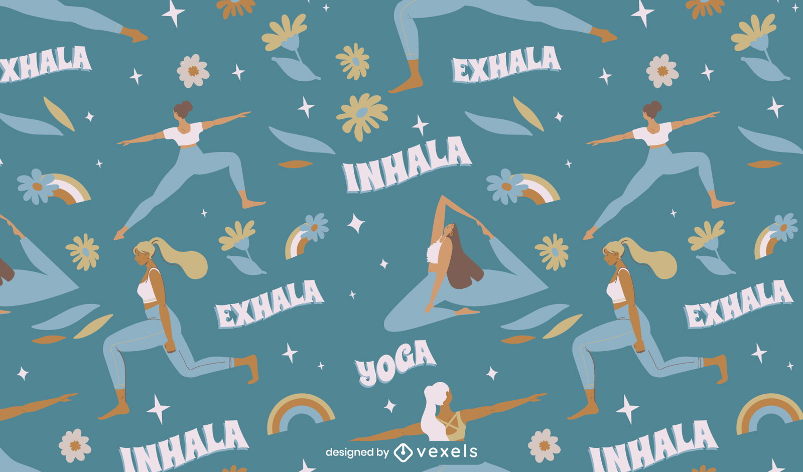 Diseño de patrón de yoga de inhalación