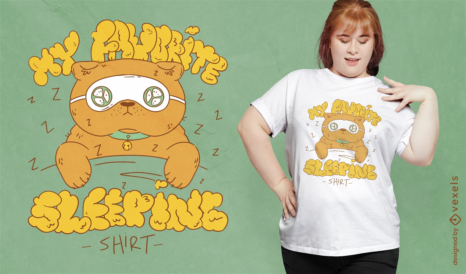 Design de t-shirt de desenho de gato de m?scara de dormir