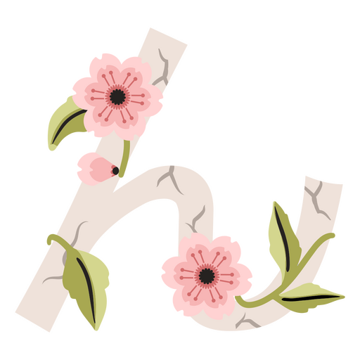 Beautiful sakura alphabet designs PNG Design