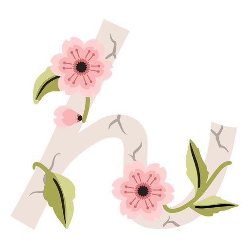 Hermosos diseños de alfabeto de sakura Diseño PNG