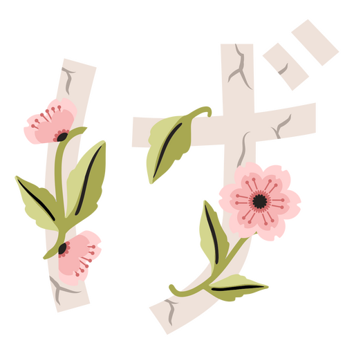 Japanisch inspirierte Sakura-Buchstaben PNG-Design