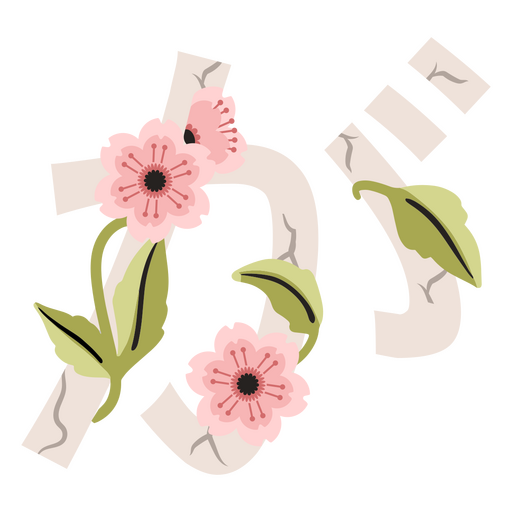 Stilvolles japanisches Sakura-Alphabet PNG-Design