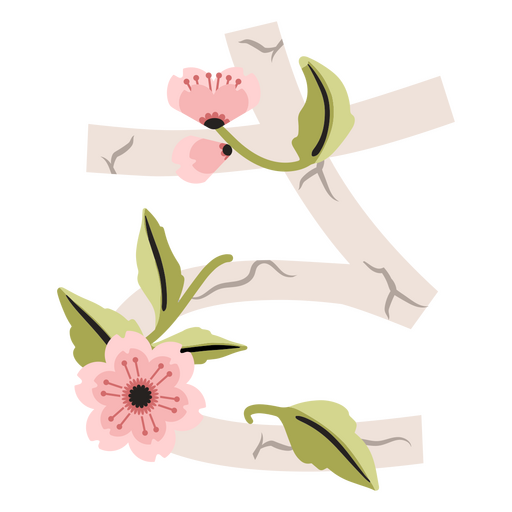 Blühende Sakura-Zeichen angezeigt PNG-Design