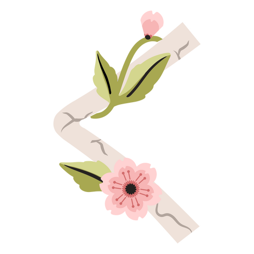 Japanese cherry blossom letters PNG Design