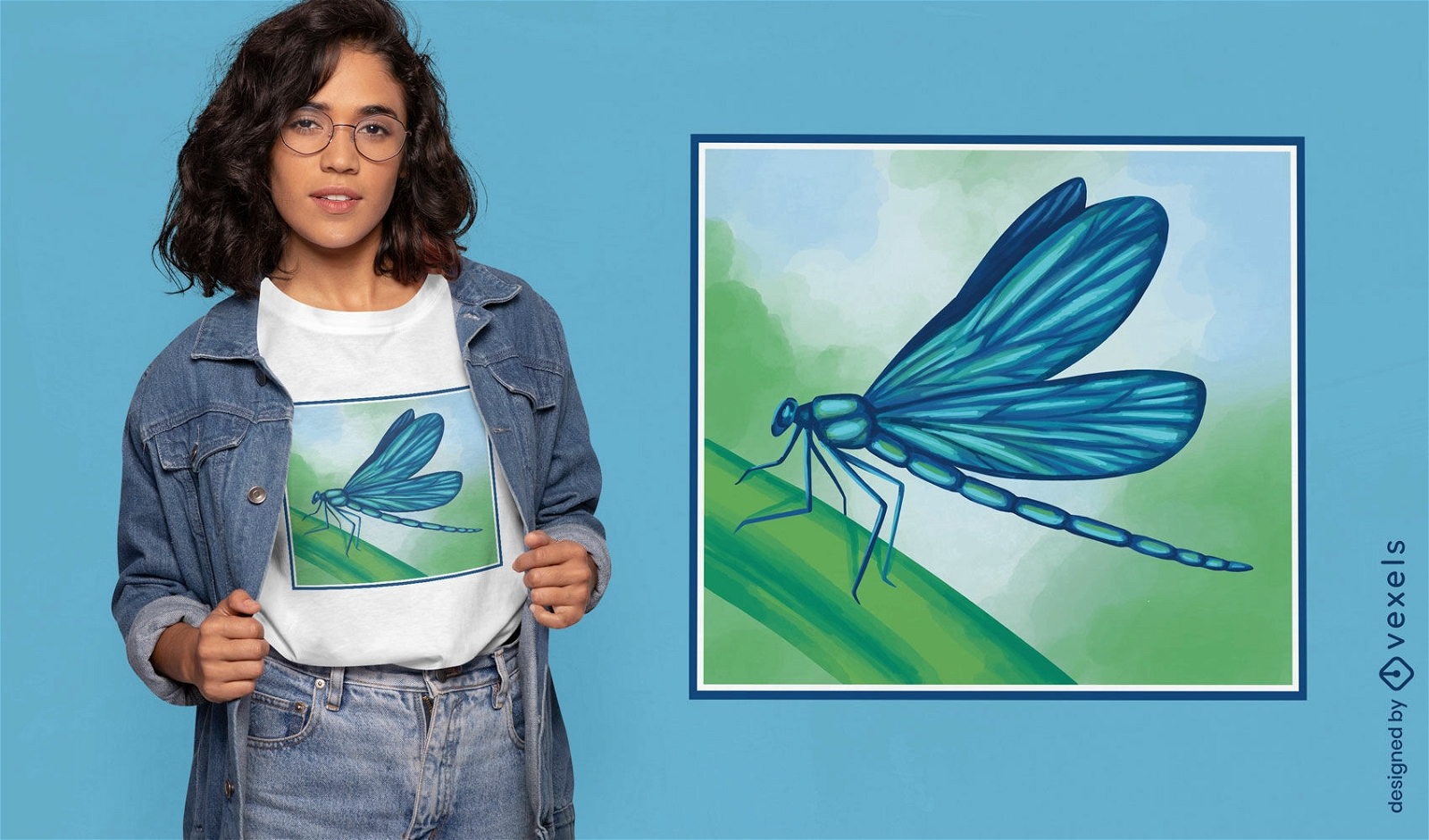 Blue dragonfly t-shirt design