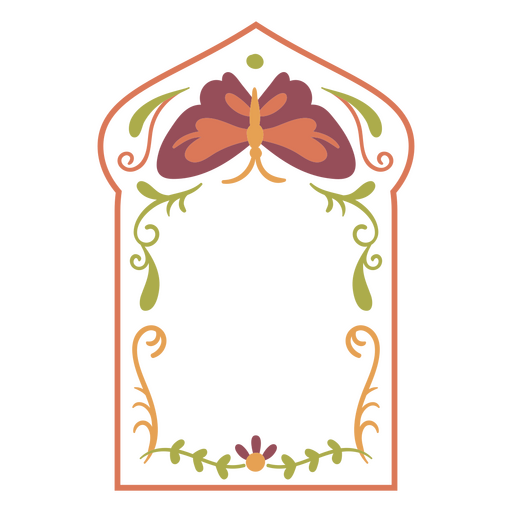 Borboleta floral moldura colorida Desenho PNG