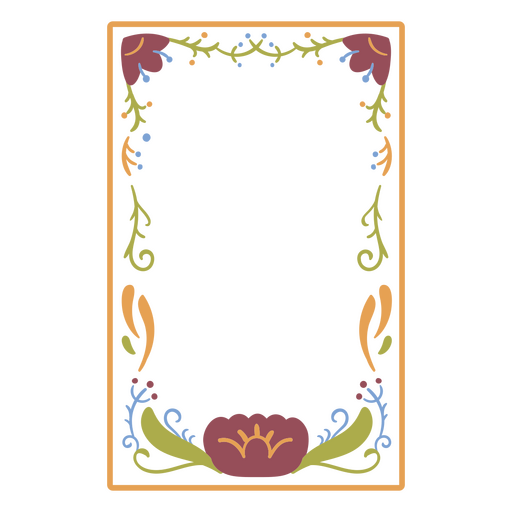 Marco rectangular con flores de colores Diseño PNG